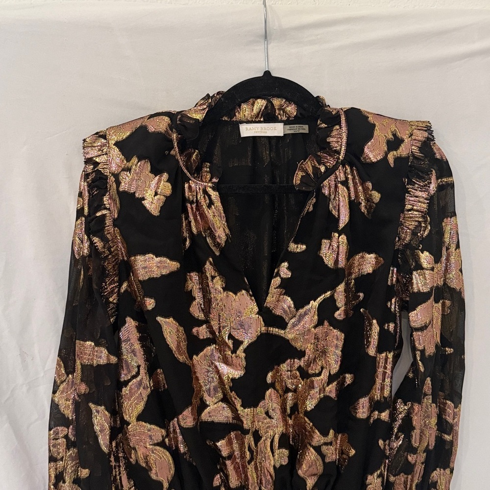 Ramy Brook Jayda dress size XS black gold silk - Picture 6 of 8